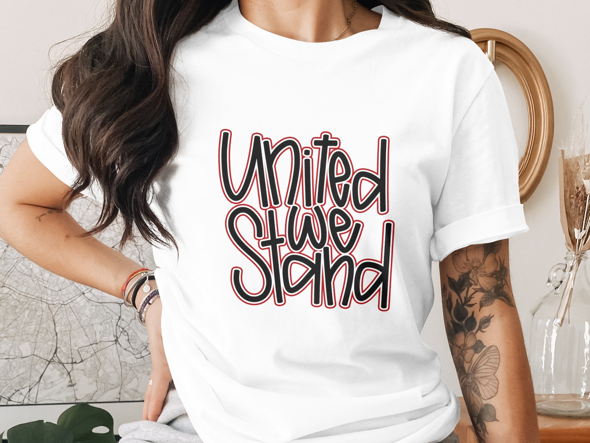 United We Stand SVG PNG Digital Download for T-Shirt Design | Unity Quote File | Patriotic Community Support Graphic for Cricut Silhouette