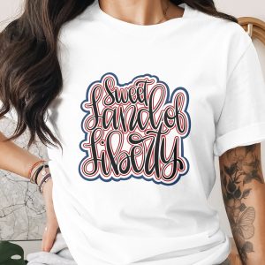 Sweet Land of Liberty Digital Design File | Patriotic American SVG PNG for 4th of July Shirt | Independence Day Cricut Cut File Download