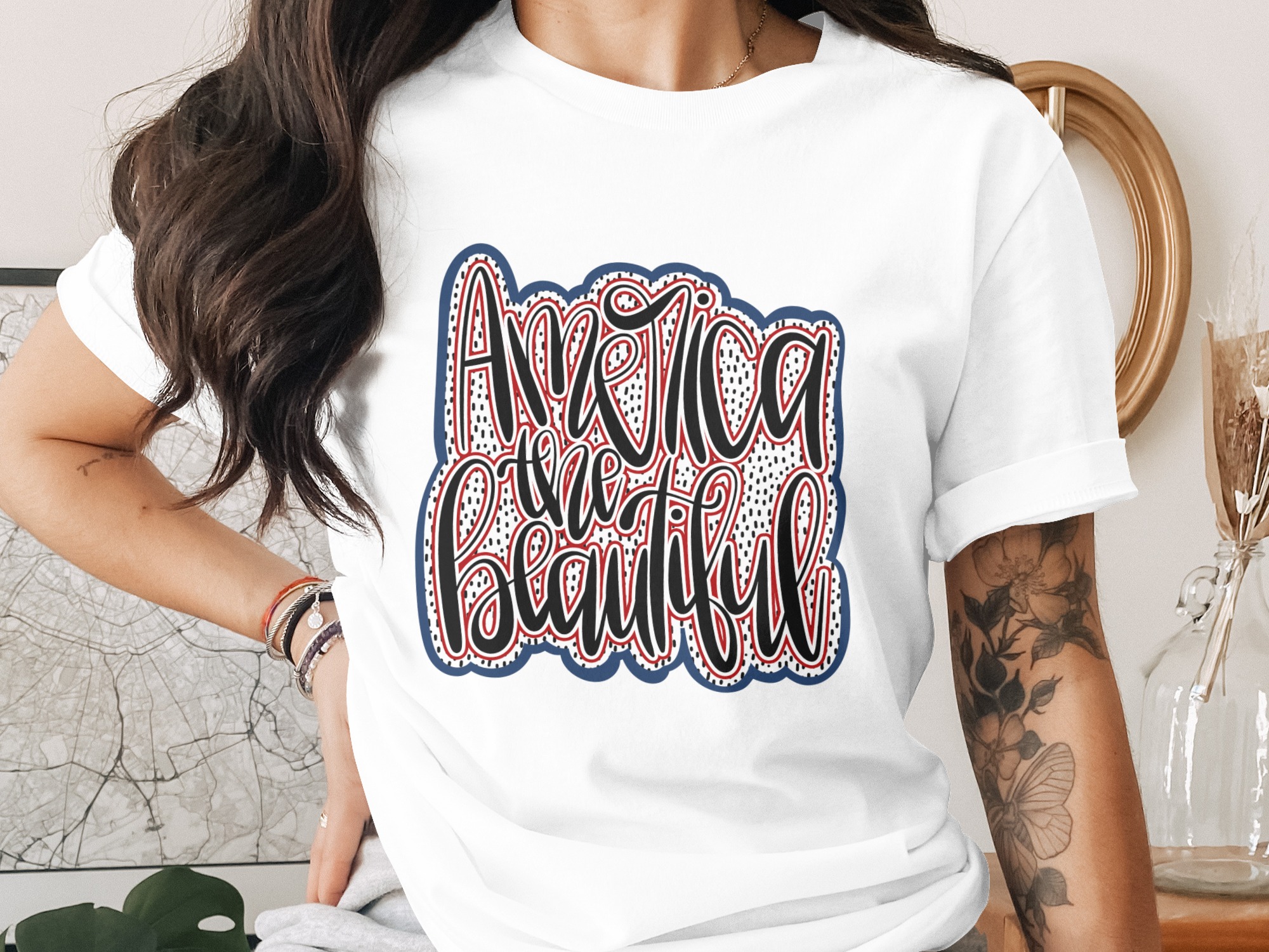 America the Beautiful SVG PNG Digital Download, Patriotic 4th of July Independence Day Sublimation File, Cricut Cut Design