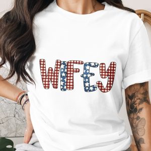 Wifey SVG PNG Digital File for Cricut, Patriotic Wifey Shirt Design, Gingham Star Wifey Sublimation Download, Independence Day Wife Gift