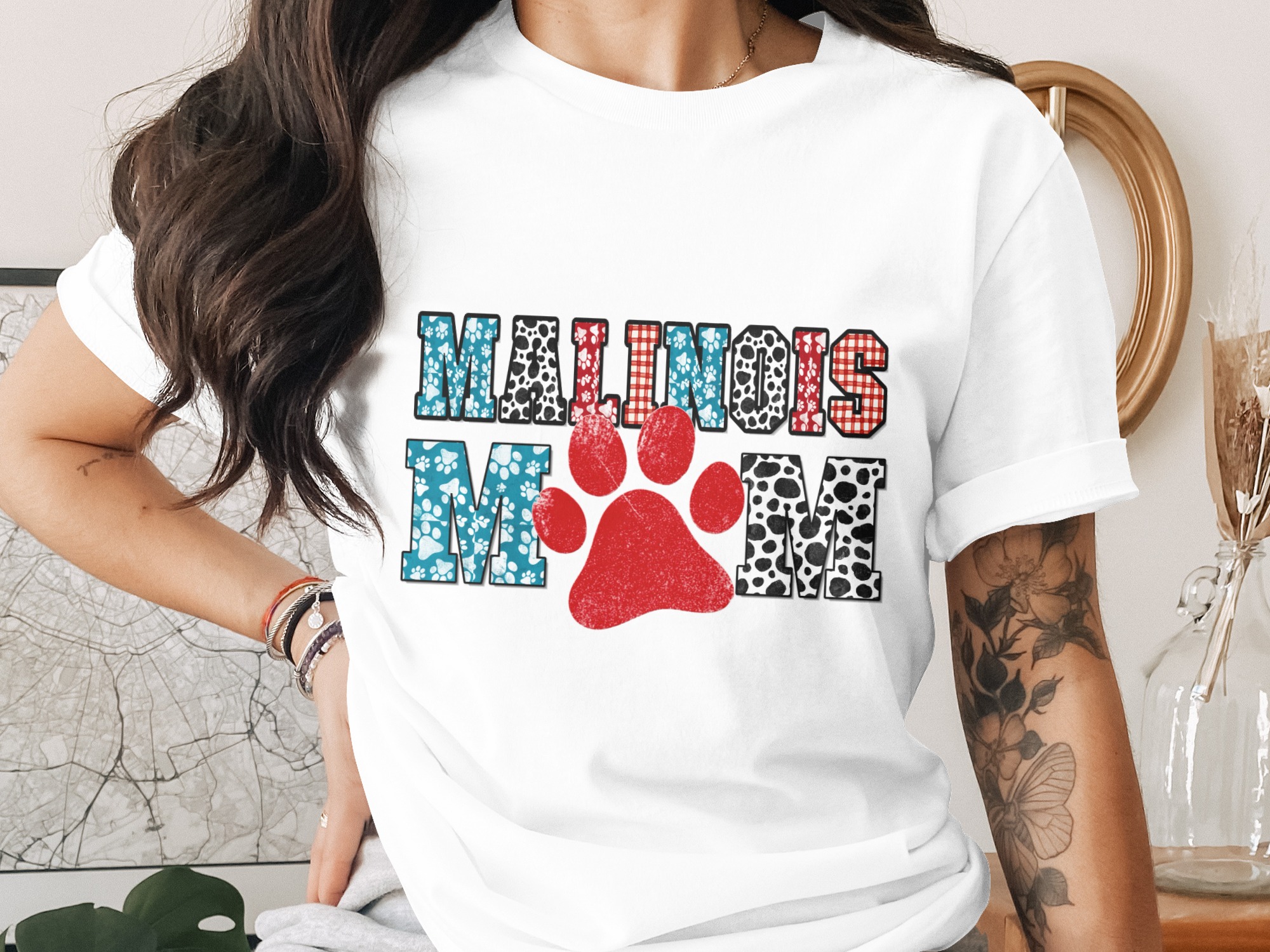 Malinois Mom SVG PNG Digital Design File | Belgian Malinois Dog Lover Gift | K9 Mama Shirt Design | Patriotic Dog Mom Download
