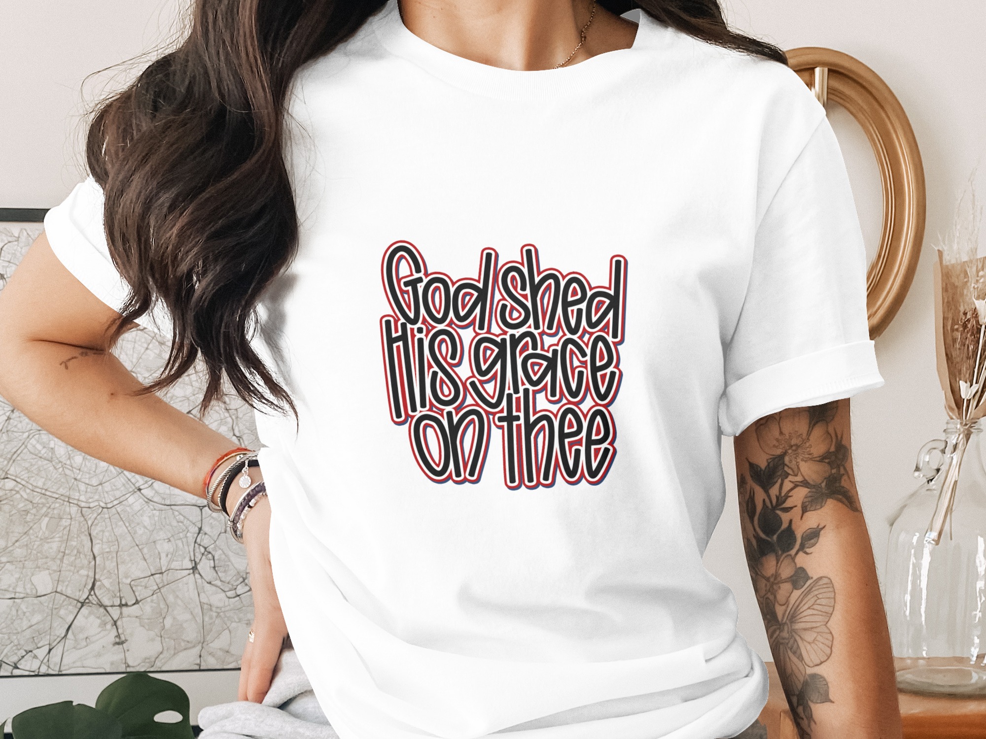 God Shed His Grace On Thee Digital PNG SVG, Christian Faith Design, Inspirational Religious Quote Download