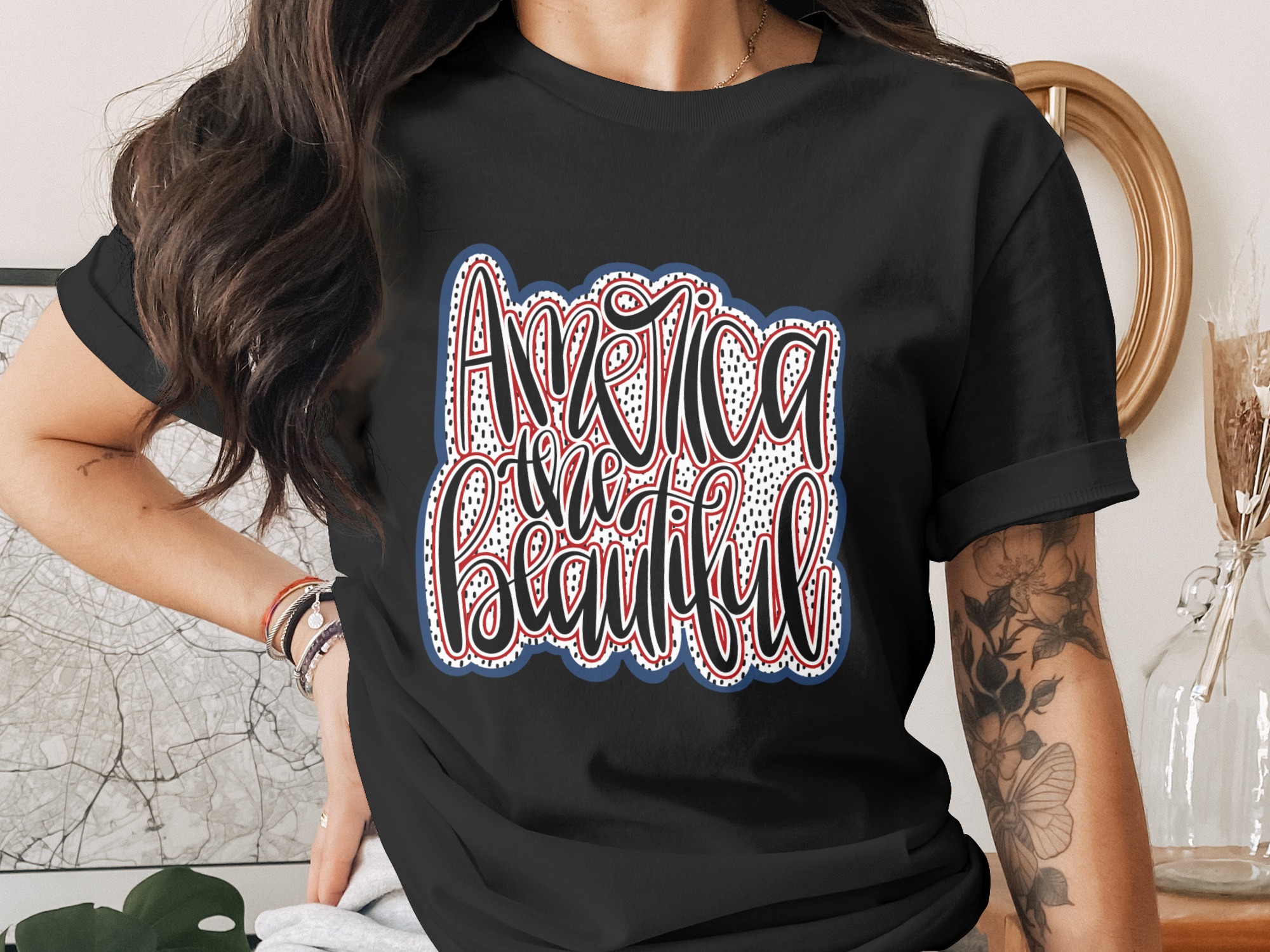 America the Beautiful SVG PNG Digital Download, Patriotic 4th of July Independence Day Sublimation File, Cricut Cut Design - Image 2