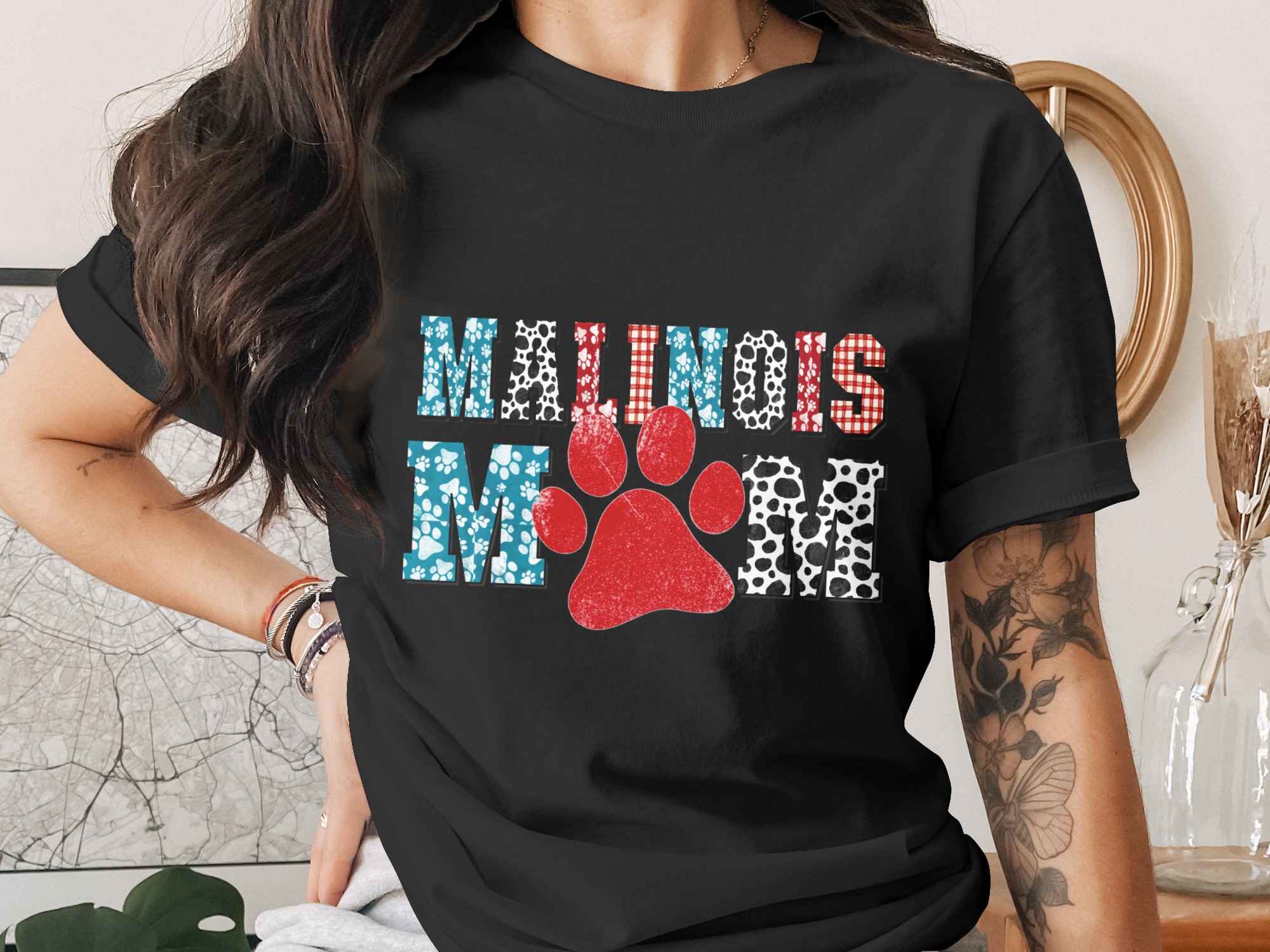 Malinois Mom SVG PNG Digital Design File | Belgian Malinois Dog Lover Gift | K9 Mama Shirt Design | Patriotic Dog Mom Download - Image 2