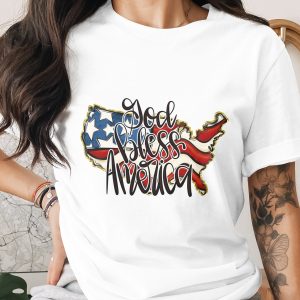 God Bless America Digital Design, Patriotic American Flag USA Map PNG for 4th of July Sublimation, Independence Day Gift