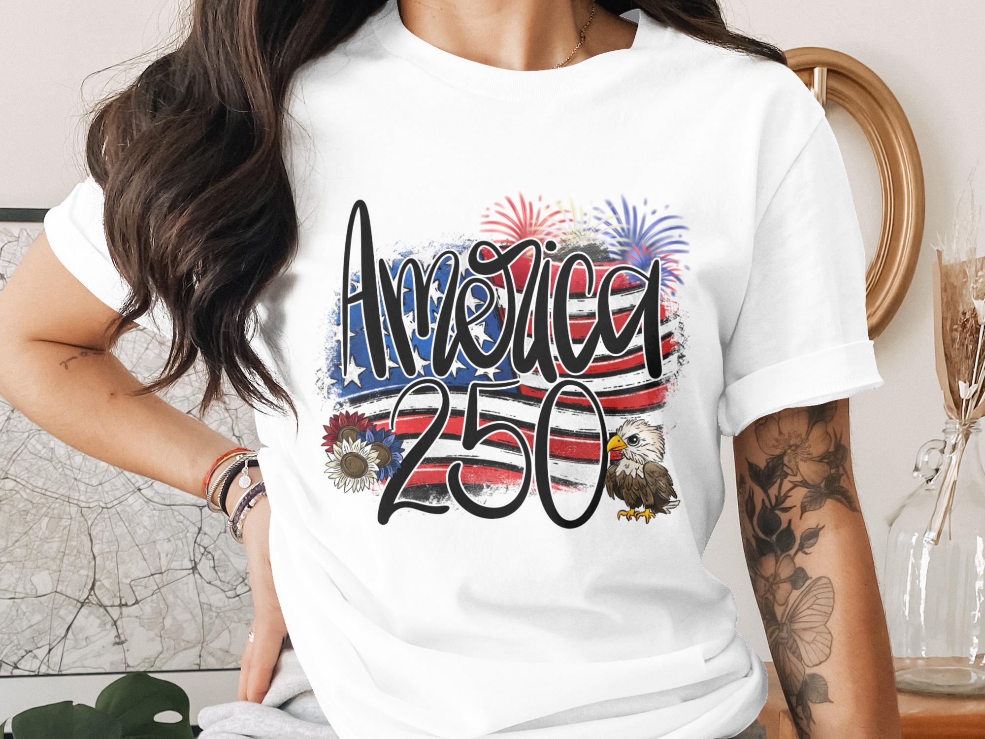 America 250 SVG Digital Download, Patriotic US Flag PNG, Bald Eagle Fourth of July Sublimation File, Red White Blue Celebration