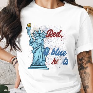 Patriotic Statue of Liberty Digital Design, Red White Blue Roots PNG for 4th of July, American Pride Sublimation Clipart