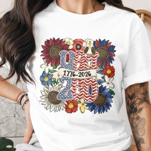 Patriotic USA Sunflower PNG Digital Download, 4th of July 1776-2026 Sublimation Design with Eagle & Flowers Clipart