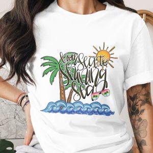 From Sea to Shining Sea Digital Design, Patriotic Summer Beach PNG, Tropical Vacation Sublimation Clipart, Palm Trees Sun Waves Instant