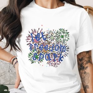 Let Freedom Spark 4th of July Digital Design, Patriotic Fireworks SVG PNG Clipart Cut File for Independence Day Celebration T-Shirt