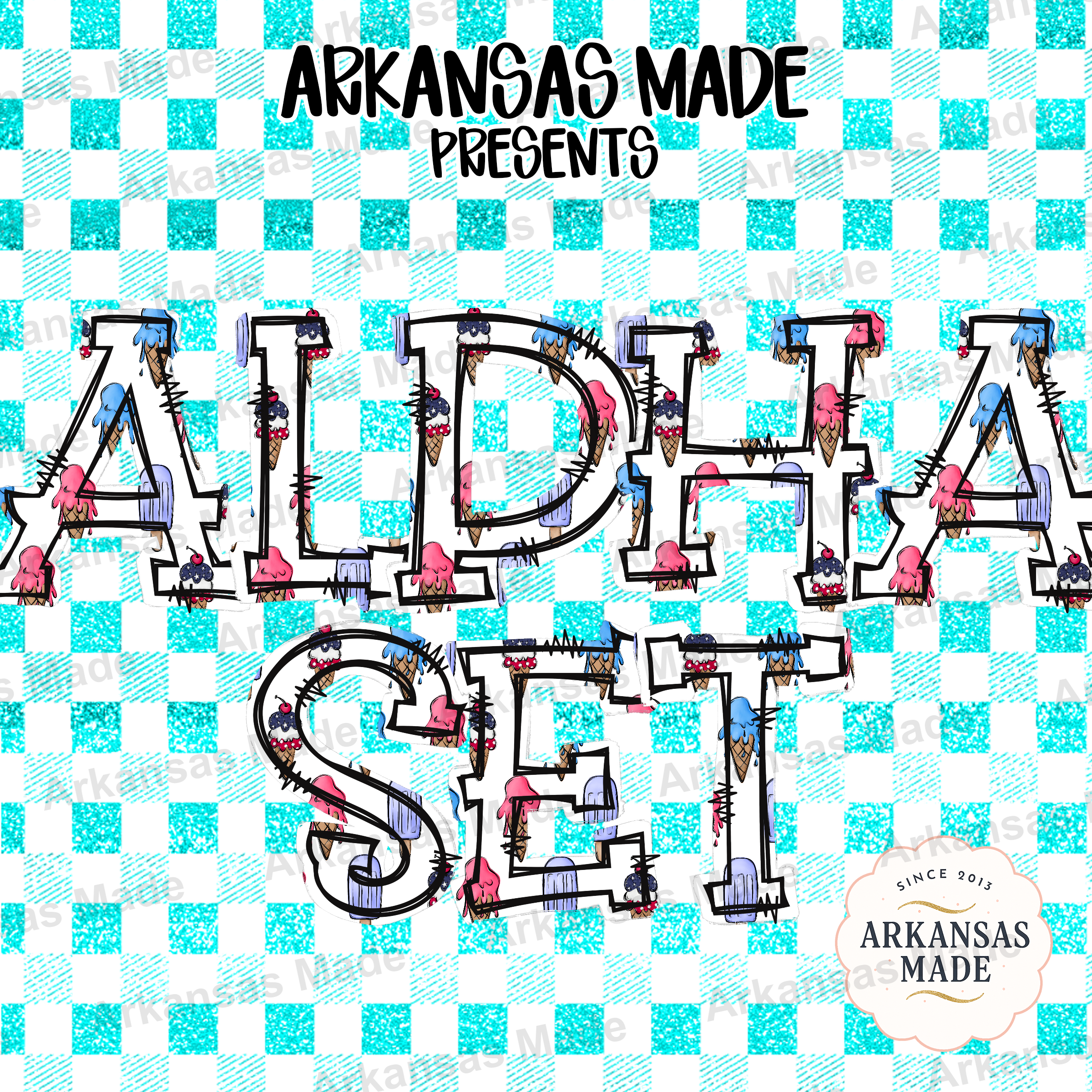 Digital Download Alpha Set PNG, Ice Cream Alphabet, Summer Sweet Treats Letters, Patriotic Popsicle Font, Crafter Sublimation File