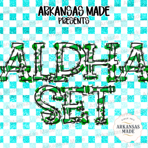 Cheerleader Alpha Set PNG, Green Varsity Letters, Sport Team Alphabet, Digital Download for School Spirit Designs