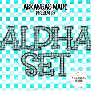 Teal Gingham Digital Alpha Set PNG, Distressed Plaid Alphabet Download, Rustic Farmhouse Letters for Sublimation, DIY & Crafts