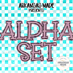 Purple Gingham Alpha Set PNG, Plaid Alphabet Letters Digital Download Bundle, Stitched Craft Font for Sublimation Design & HTV, Rustic