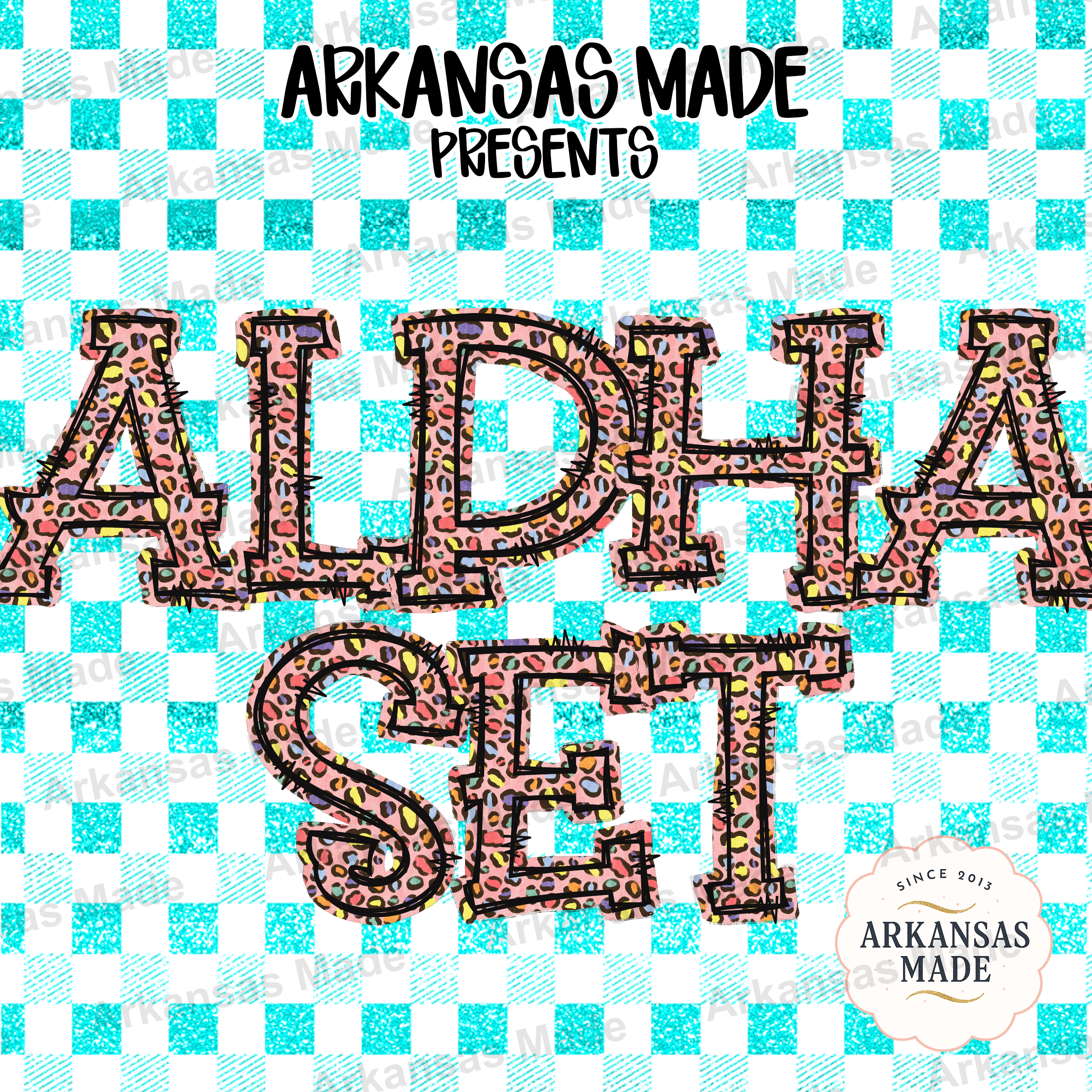 Colorful Leopard Print Alpha Set PNG | Distressed Animal Print Letters Digital Download for Sublimation T-Shirt Design DIY Craft Supplies
