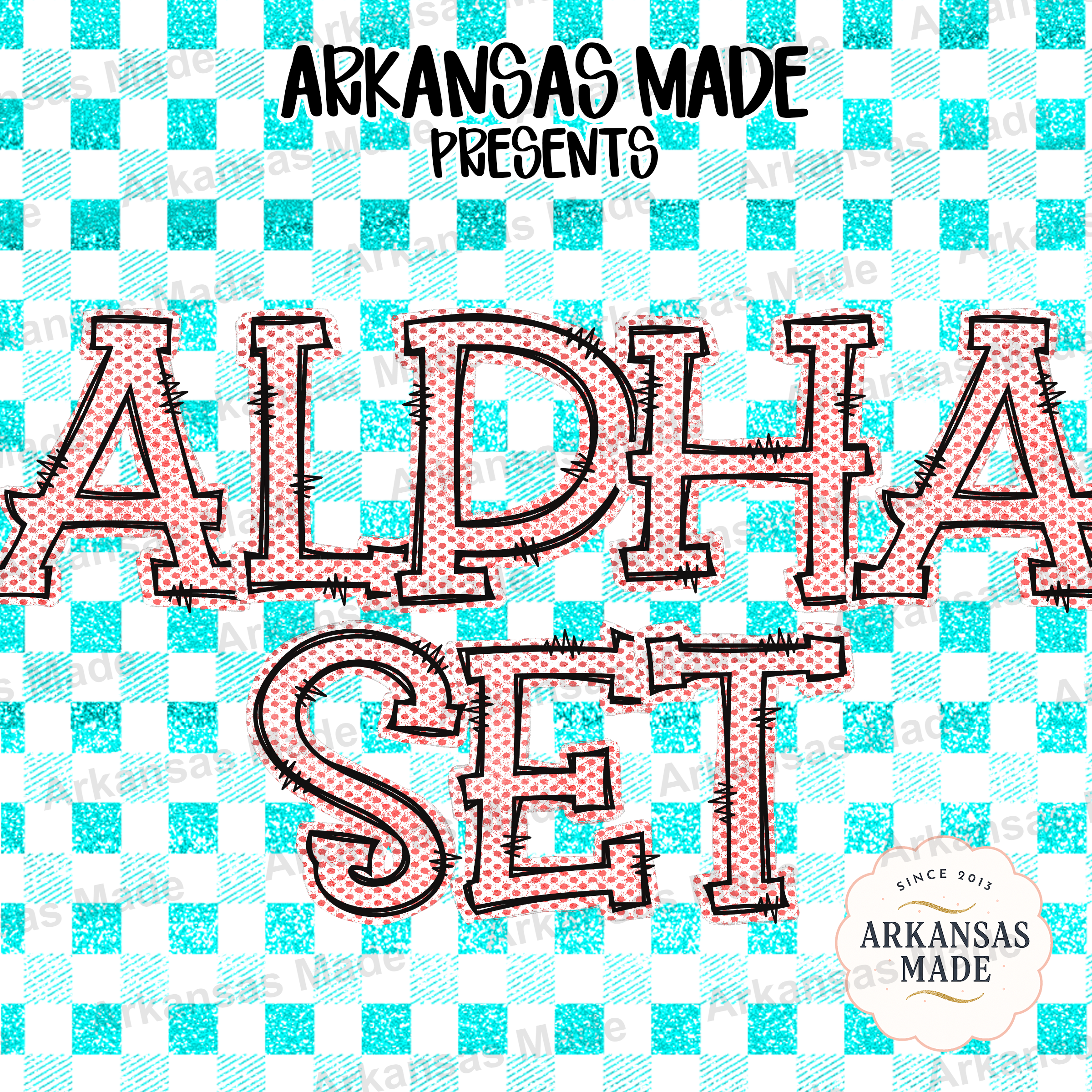 Distressed Doodle Letters Alpha Set PNG Digital Download | Speckled Red Alphabet Clipart Craft Font for Shirts Sublimation Design