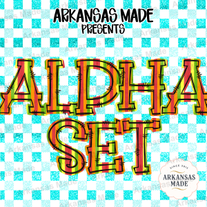 Colorful Striped Alpha Set PNG Digital Download for Sublimation & Crafts. Hand-Drawn Distressed Alphabet Letters & Numbers Bundle
