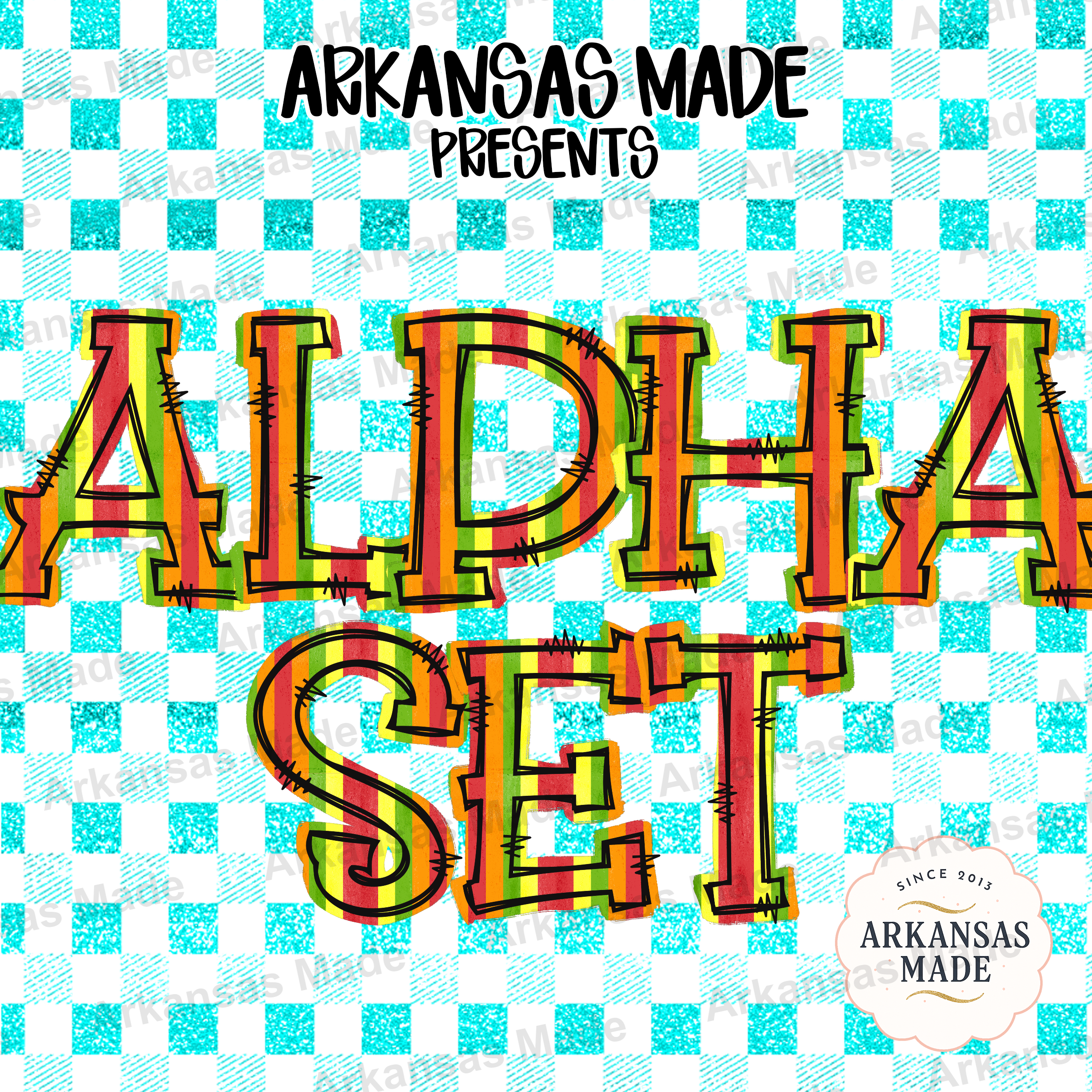 Colorful Striped Alpha Set PNG Digital Download for Sublimation & Crafts. Hand-Drawn Distressed Alphabet Letters & Numbers Bundle
