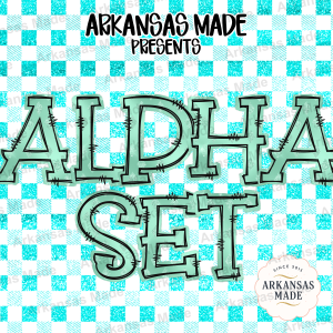 Faux Glitter Alpha Set PNG Digital Download | Distressed Block Letters Font | Sparkle Mint Teal Alphabet Design