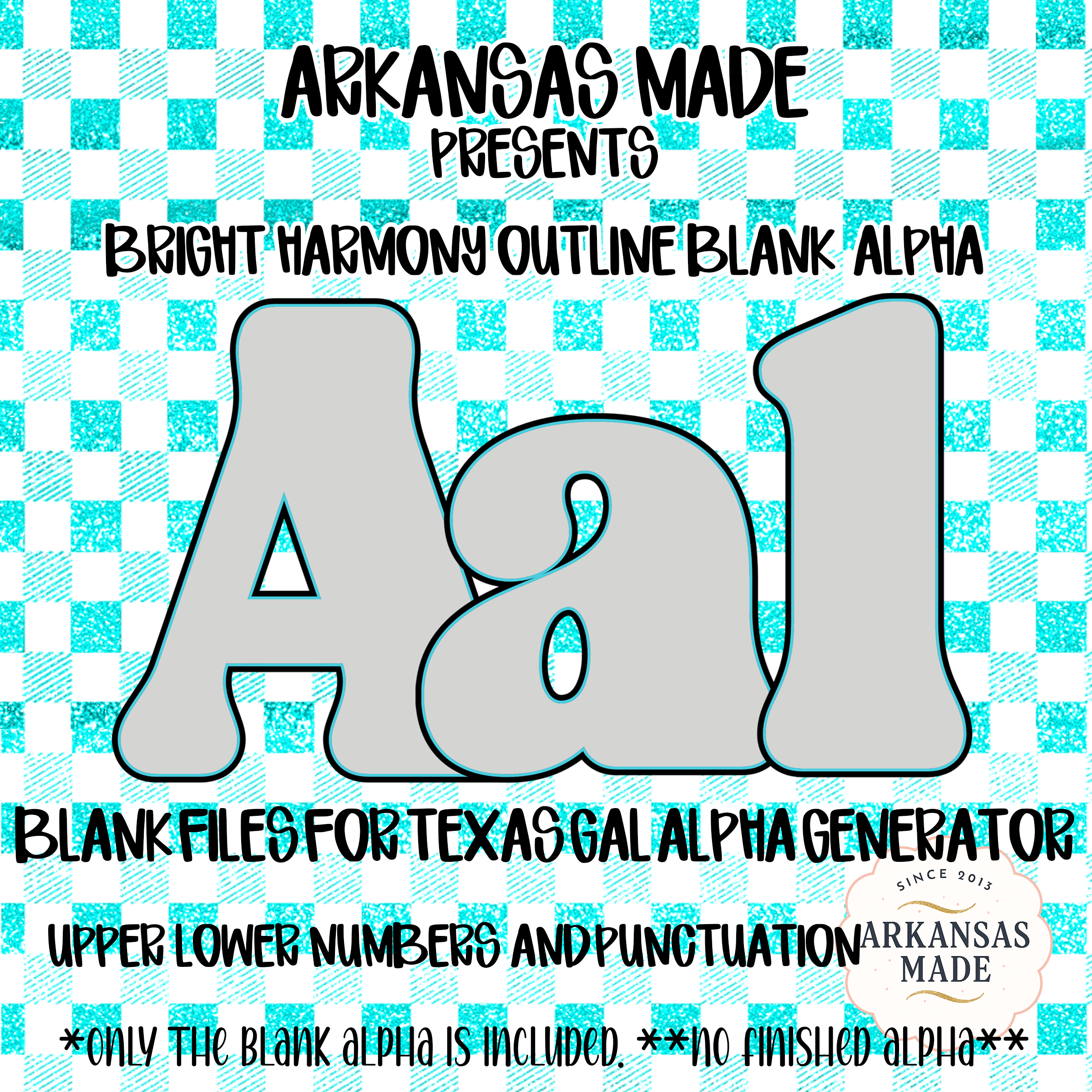 Blank Fillable Outline Alpha Set SVG PNG, Bright Harmony Letters Numbers Punctuation, Digital Craft Supply Files for DIY Projects
