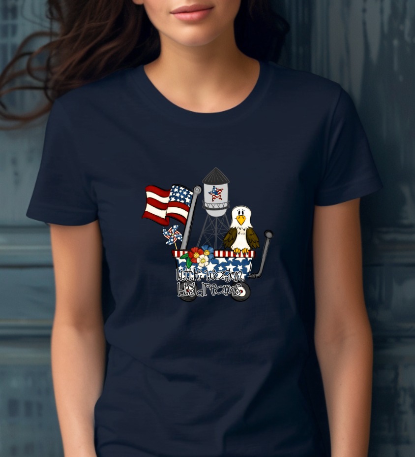 Patriotic Wagon American Eagle Digital PNG | Fourth of July Sublimation Design | Americana Little Wagon Big Dreams Clipart - Image 3