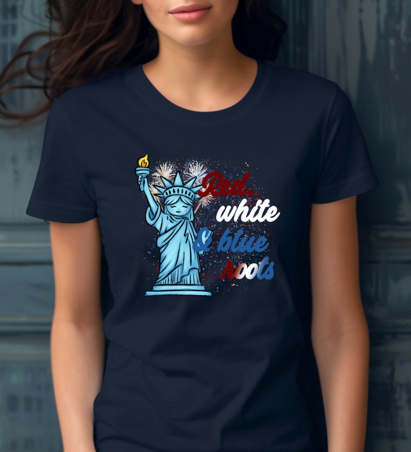 Patriotic Statue of Liberty Digital Design, Red White Blue Roots PNG for 4th of July, American Pride Sublimation Clipart - Image 3
