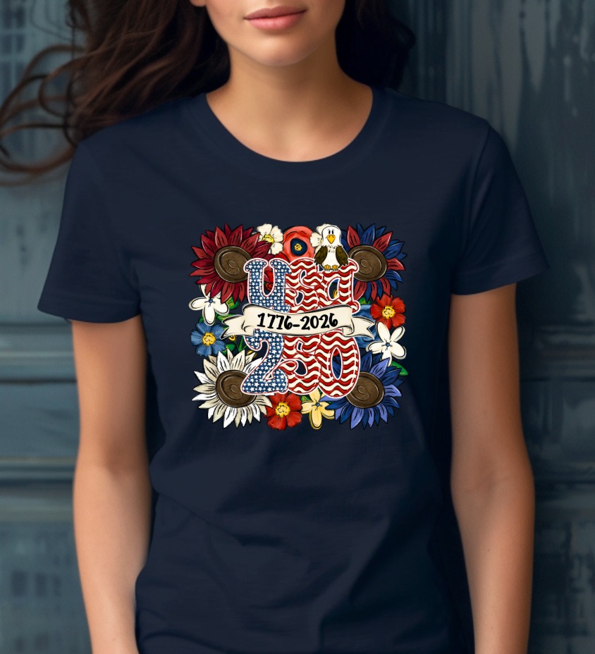 Patriotic USA Sunflower PNG Digital Download, 4th of July 1776-2026 Sublimation Design with Eagle & Flowers Clipart - Image 3