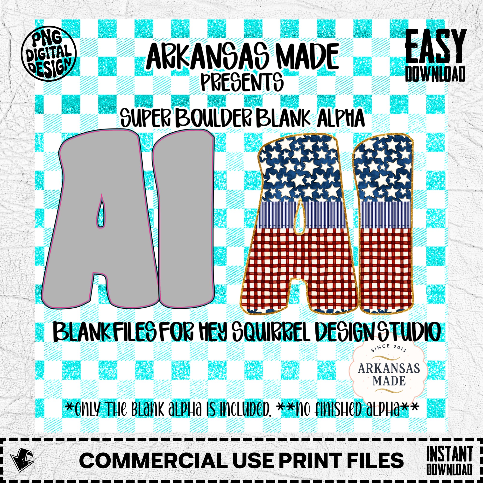 SUPER BOULDER Blank Alpha PNGs for Hey Squirrel Design Studio, Customizable Digital Letters Sublimation Crafters Graphics Bundle, DIY Font - Image 2