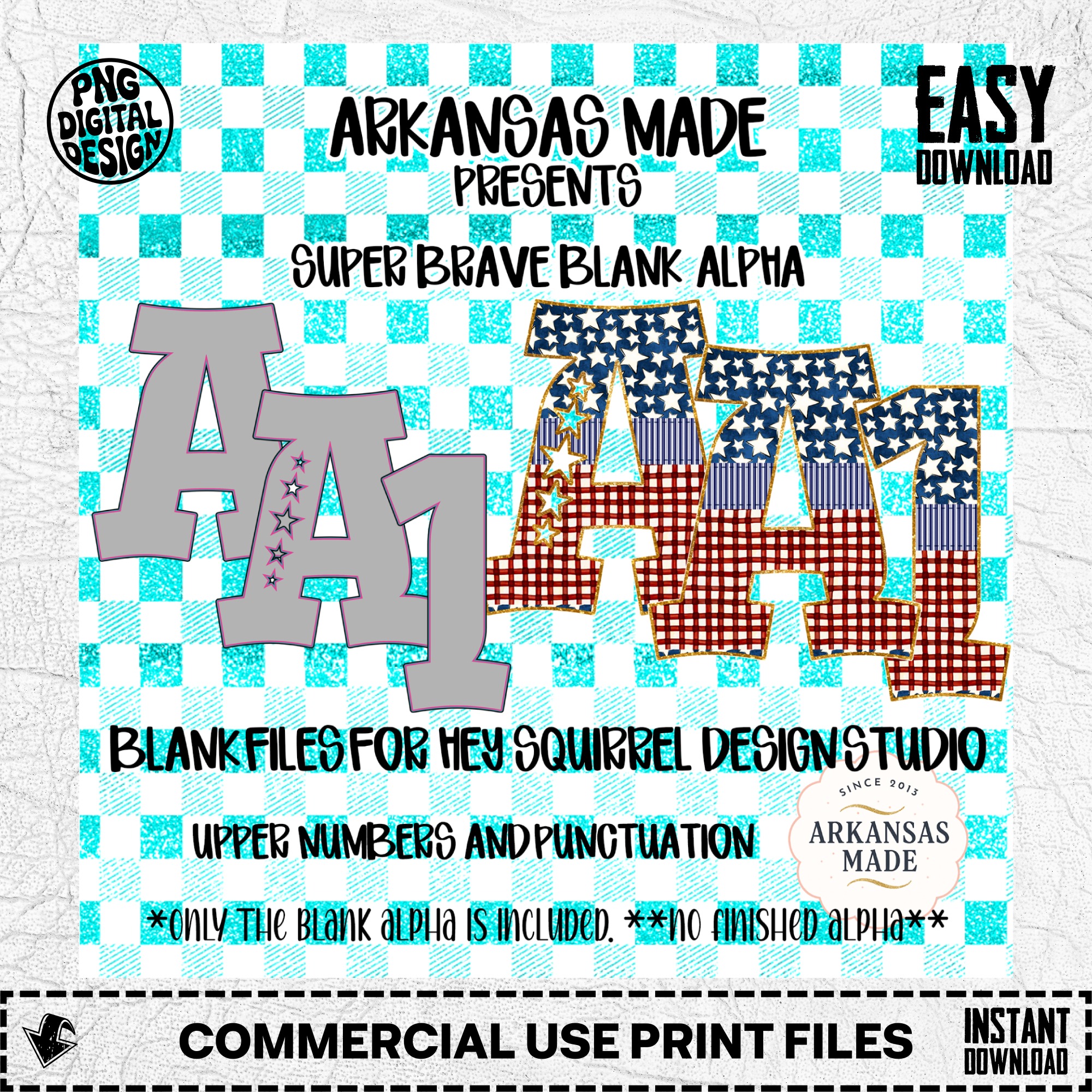 Super Brave Blank Alpha PNGs for Hey Squirrel Design Studio | Patriotic American Letters Numbers Punctuation | 4th of July Sublimation - Image 2