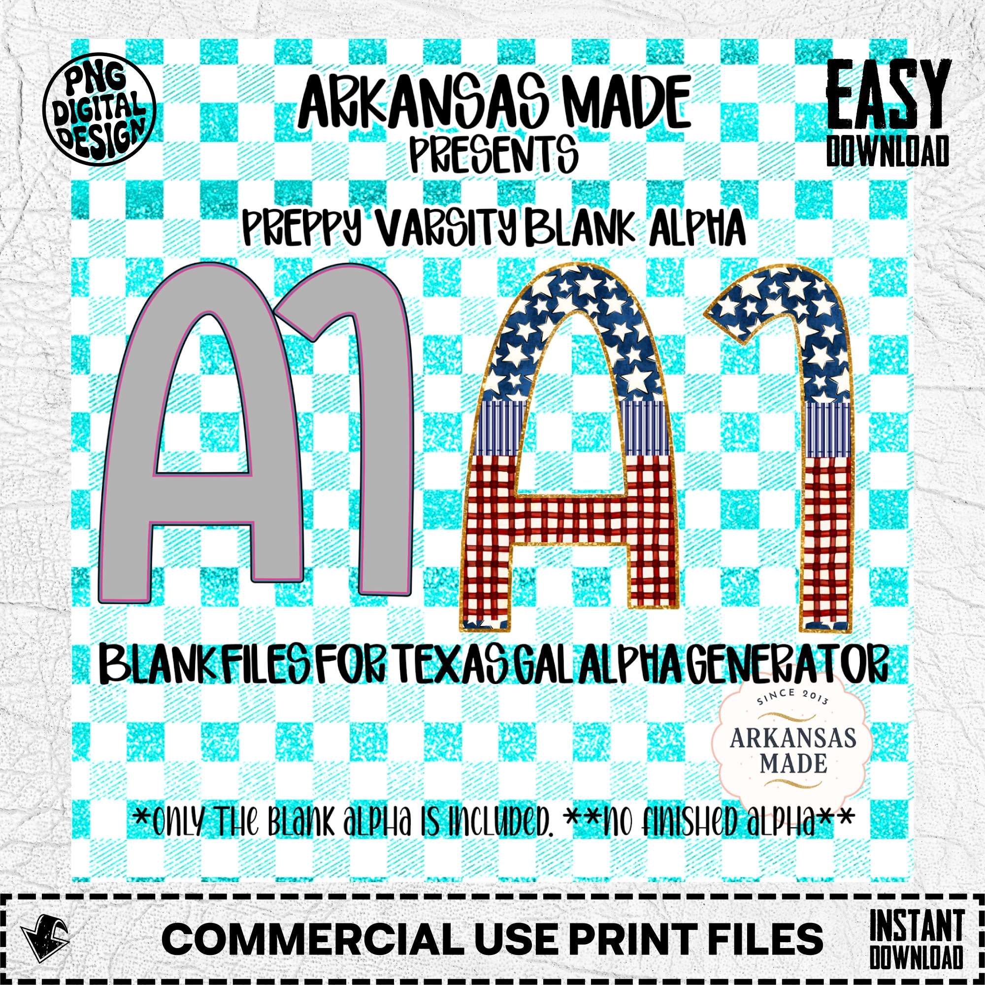 Preppy Varsity Blank Alpha PNG Files for Texas Gal Alpha Generator, Digital Download DIY Varsity Letters - Image 2