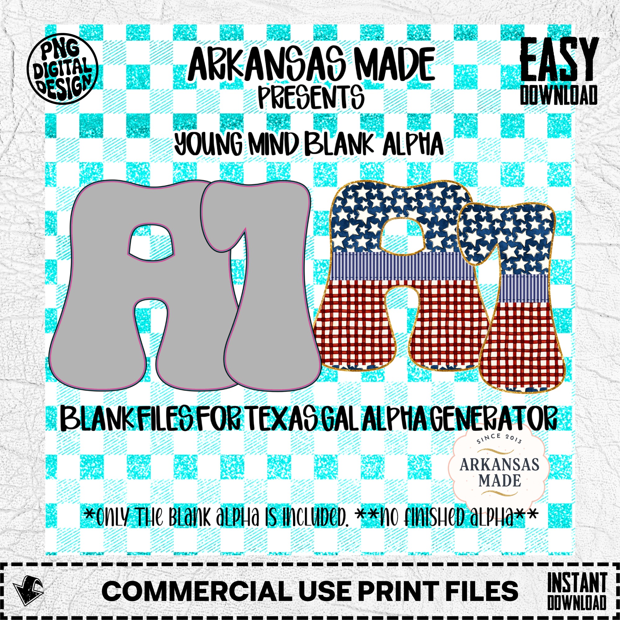 Young Mind Blank Alpha PNGs for Texas Gal Alpha Generator | Digital Download Custom Font Cricut Sublimation Ready Letters - Image 2