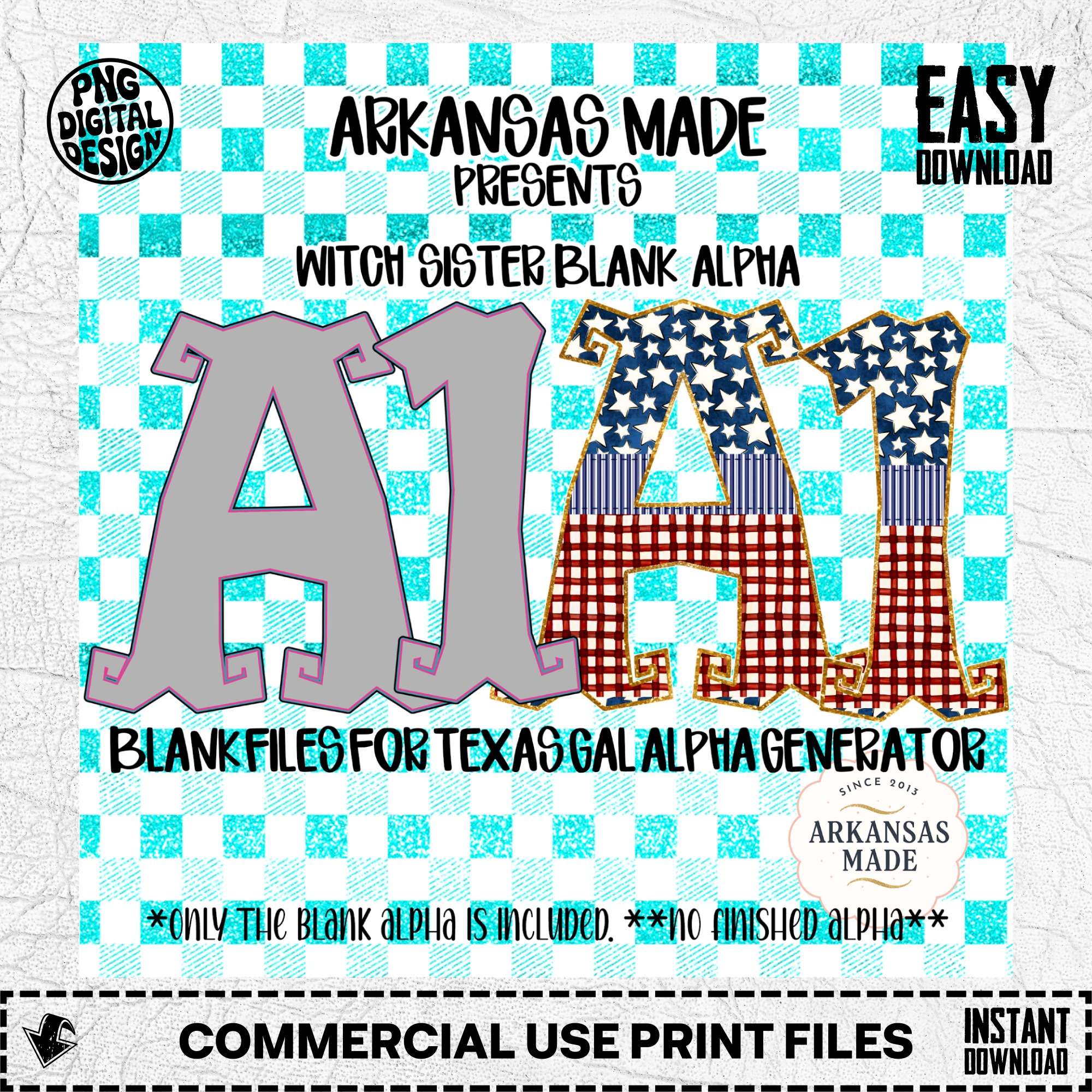 Witch Sister Blank Alpha PNGs for Texas Gal Alpha Generator, Digital Download Alphabet Design, Custom Craft Sublimation Files - Image 2