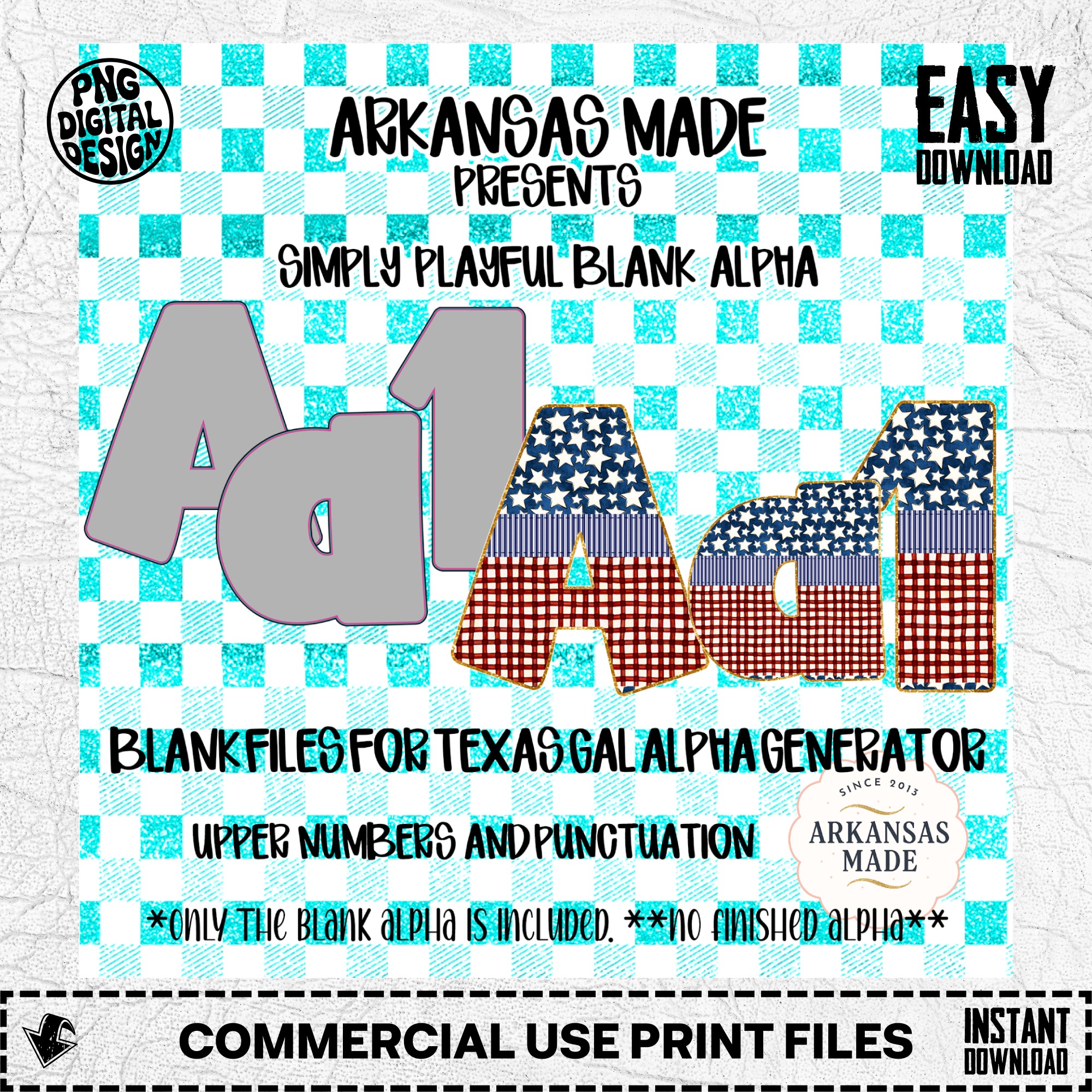 Simply Playful Blank Alpha PNGs for Texas Gal Alpha Generator, Upper Numbers & Punctuation Digital Files, Custom Crafting Supply - Image 2