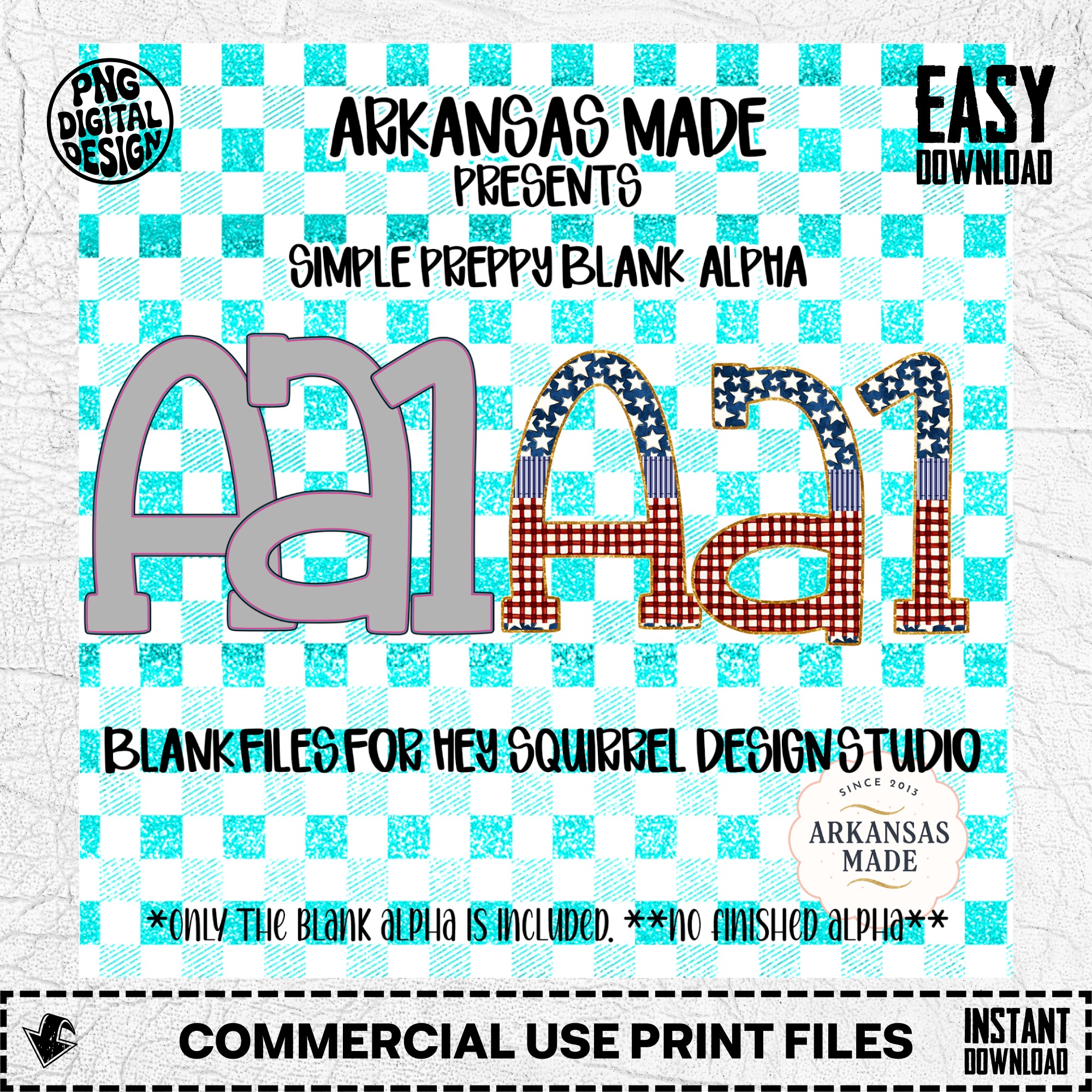 Simple Preppy Blank Alpha PNGs for Hey Squirrel Design Studio | Digital Download Font Letters Numbers | Crafting Sublimation Design Files - Image 2