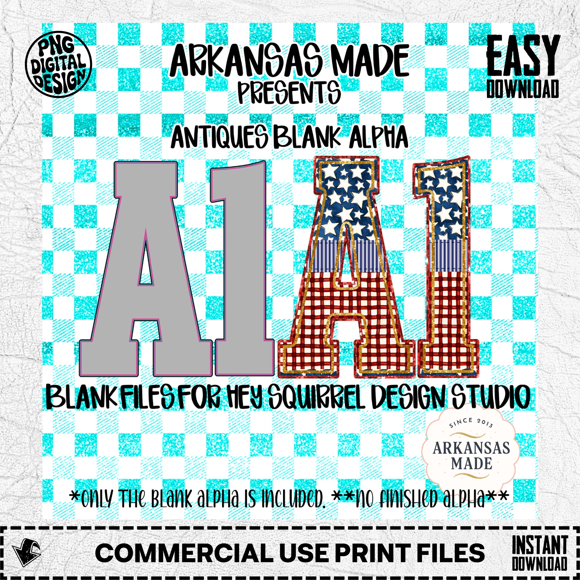 Antiques Blank Alpha PNGs for Hey Squirrel Design Studio | Patriotic DIY Lettering Kit | Custom Digital Font for Crafters - Image 2