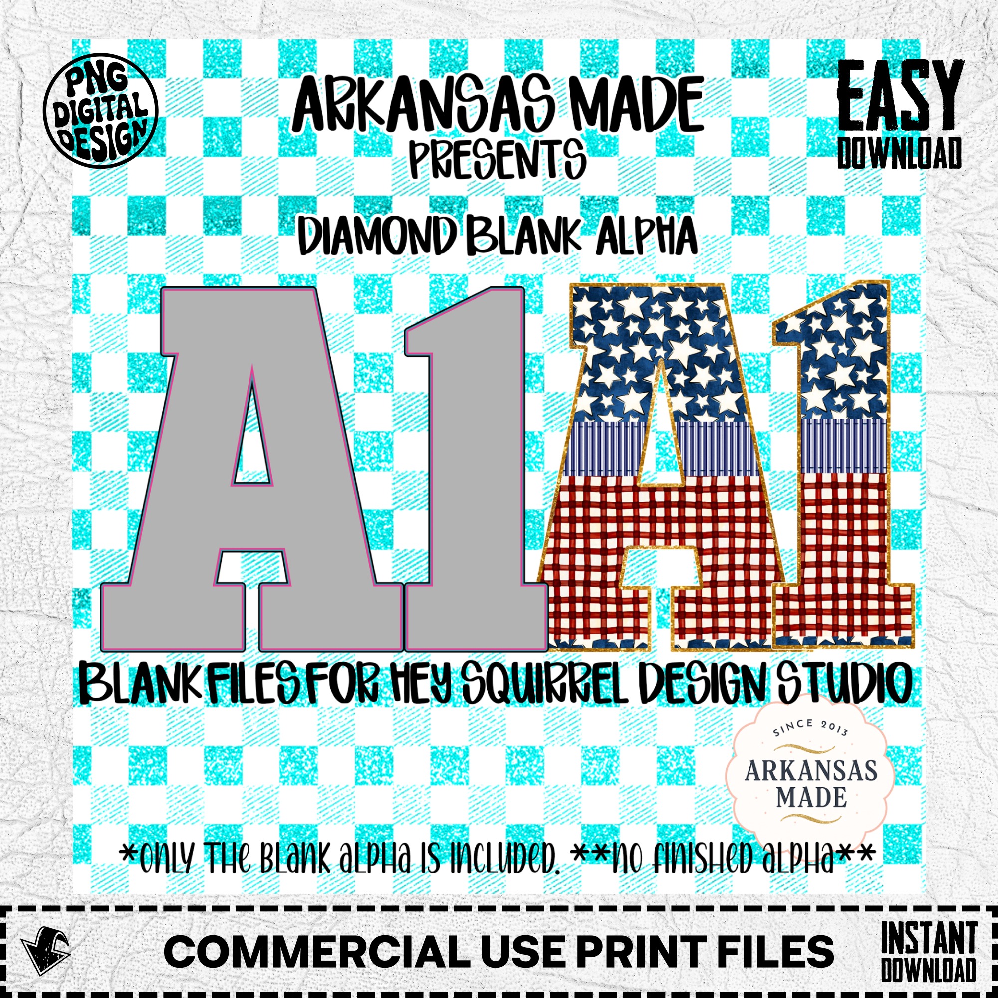 Diamond Blank Alpha PNGs for Hey Squirrel Design Studio | Customizable Digital Letter & Number Pack for Sublimation & Crafting - Image 2