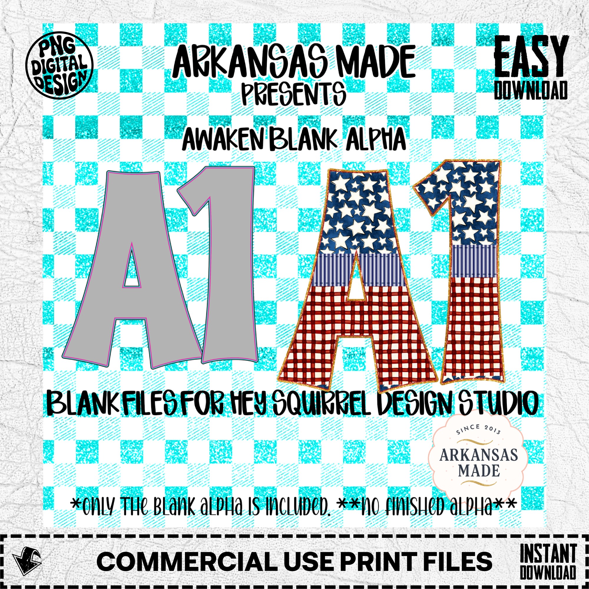 Awaken Blank Digital Alpha PNGs for Hey Squirrel Design Studio, Patriotic Craft Letters Numbers, DIY Custom Design, Instant Download Graphic - Image 2