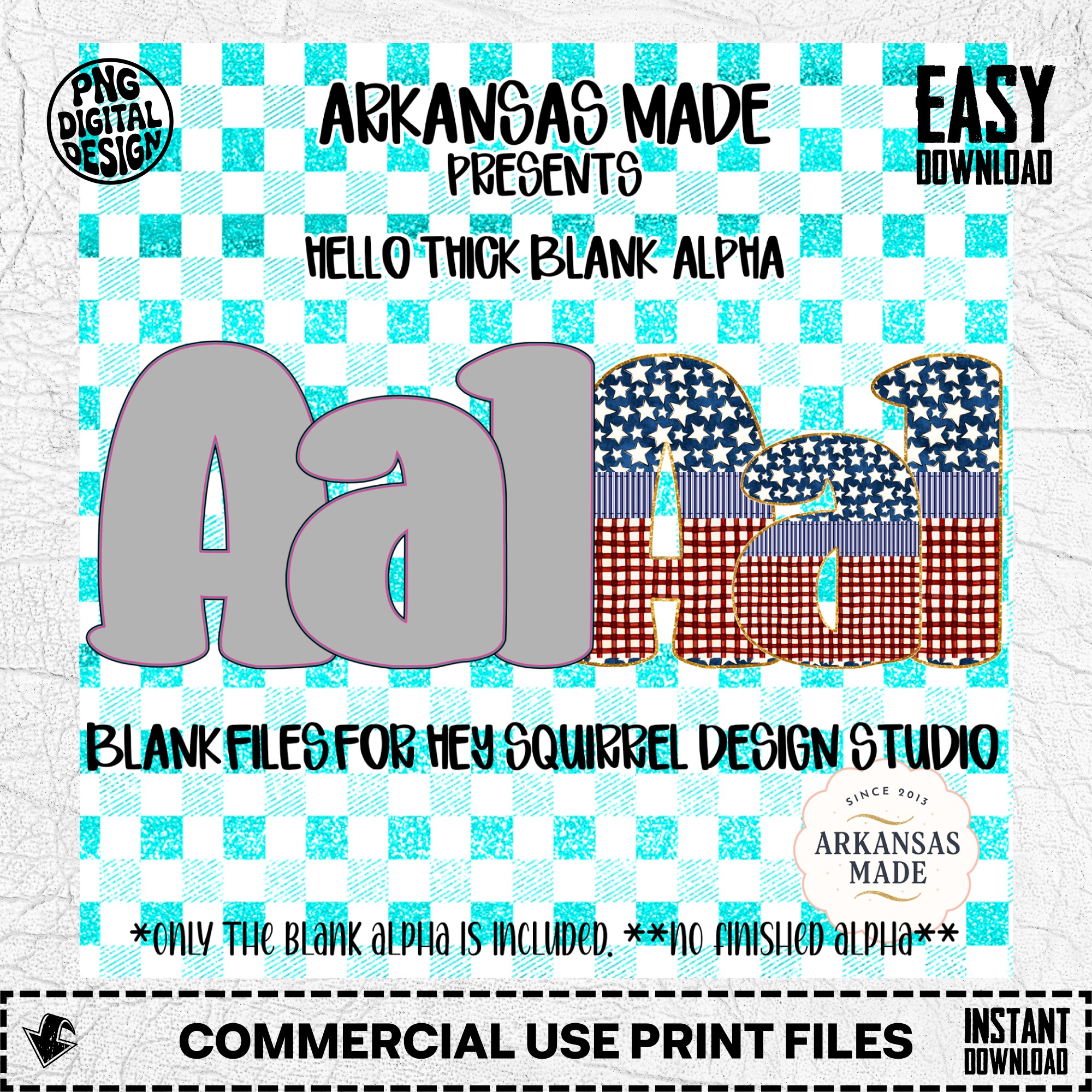 Hello Thick Blank Alpha Digital PNGs for Hey Squirrel Design Studio, Chunky Bubble Letters, Crafting Files, Customizable Font - Image 2