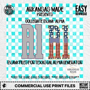 Collegiate blank alpha for Texas Gal Alpha Generator | Digital Alpha PNGs for diy Crafts, Sports & Patriotic Designs