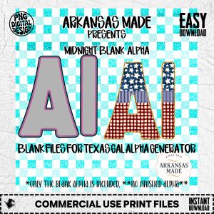 Midnight Blank Alpha PNGs for Texas Gal Alpha Generator | Digital Customizable Letters for DIY Crafters & Sublimation