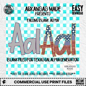 Falling Blank Alpha Digital PNGs for Texas Gal Alpha Generator App | Customizable Letter Alphabet Instant Download Commercial Use
