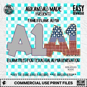 Family Blank Alpha PNGs for Texas Gal Alpha Generator | Customizable Digital Letters & Numbers for DIY Crafts