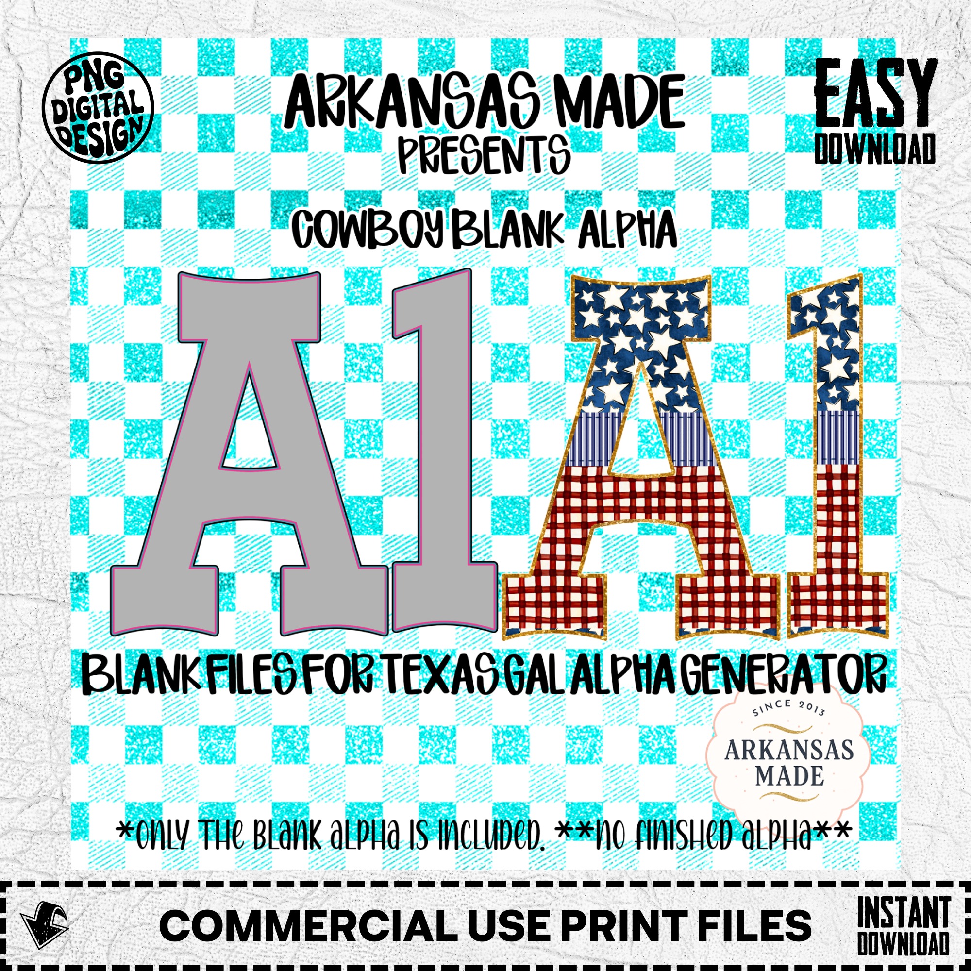 Cowboy Blank Alpha PNGs for Texas Gal Alpha Generator | Western Digital Letters & Numbers for DIY Sublimation Crafts
