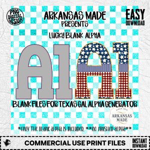 LUCKY BLANK ALPHA Digital PNGs for Texas Gal Alpha Generator | Blank Alphabet Letters Faux Gold Outline Patriotic Stars Stripes Plaid Craft