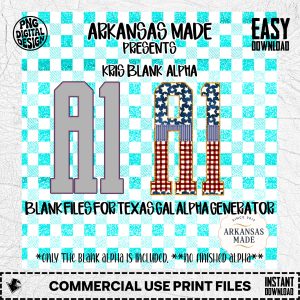 Kris Blank Alpha for Texas Gal Alpha Generator | Blank Digital Alpha PNGs | Crafting Letters | DIY Design Files | Sublimation Ready Download