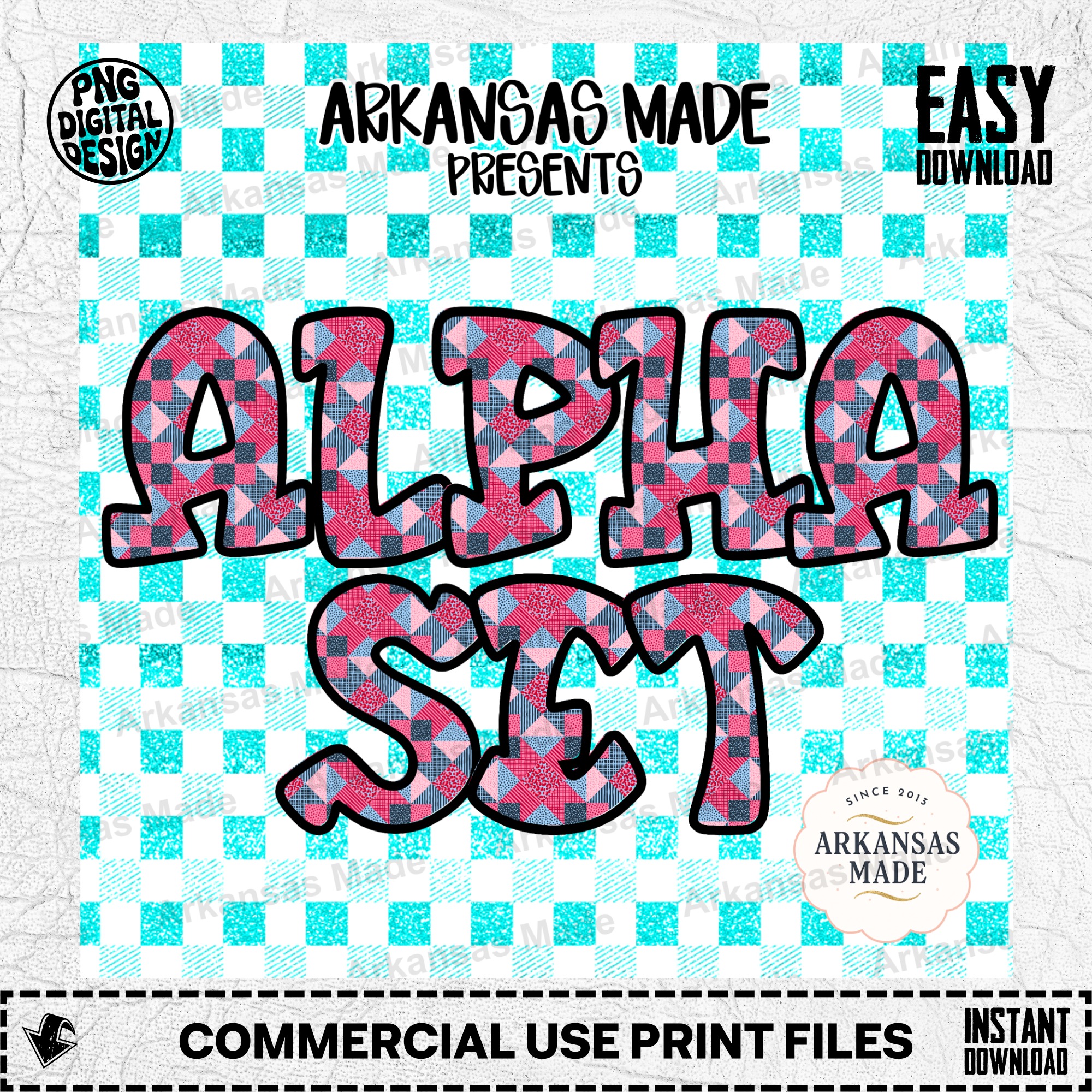 Patterned Patchwork Alpha Set PNG Digital Download Letters, Vibrant Mixed Print Sublimation Font Bundle for Crafting - Image 2