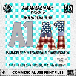 Awaken Blank Digital Alpha PNGs for Texas Gal Alpha Generator App | Customizable Sublimation Files