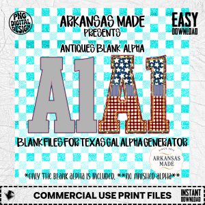 Antiques Blank Alpha Digital PNGs for Texas Gal Alpha Generator | Custom Lettering Craft Files | DIY Designer Blanks