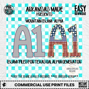 Mountain Blank Alpha for Texas Gal Alpha Generator | Digital PNGs for DIY Crafts, Patriotic Sublimation, Custom Lettering