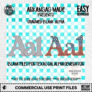 Charmed Blank Alpha Digital PNGs for Texas Gal Alpha Generator | Custom Letter Outline Files for Sublimation & DIY Craft Projects